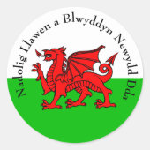 Kerstmis met rode draak met tekstuitslag bewerken ronde sticker (Voorkant)