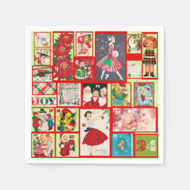  Kerstmis met rode en groene anonieme kalender Servet