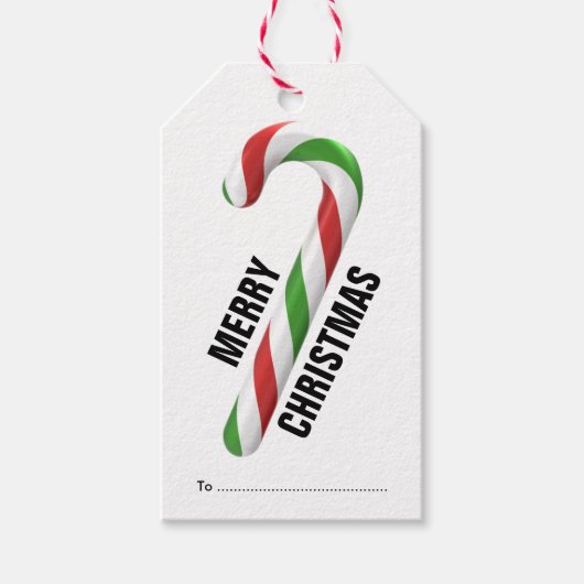 Kerstmis met rode en groene snijriet cadeaulabel (Voorkant)