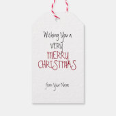 Kerstmis met rode en groene snijriet cadeaulabel (Achterkant)
