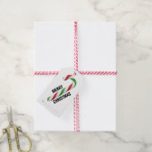 Kerstmis met rode en groene snijriet cadeaulabel (Met Touw)