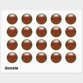 kerstmis met rode en groene streep ronde sticker (Vel)
