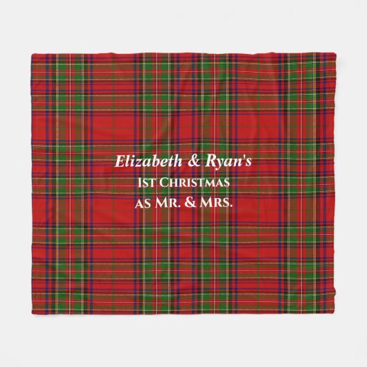 kerstmis met rode en groene tartan fleece deken (Voorkant (Horizontaal))
