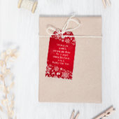 Kerstmis met rode en witte sneeuwvlokken cadeaulabel
