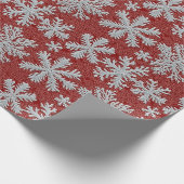 Kerstmis met rode en witte sneeuwvlokken cadeaupapier (Hoek)