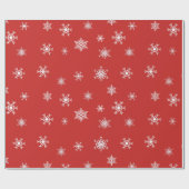Kerstmis met rode en witte sneeuwvlokken cadeaupapier (Vlak)