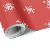 Kerstmis met rode en witte sneeuwvlokken cadeaupapier (Rol Hoek)