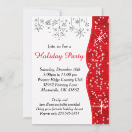 Kerstmis met rode en witte sneeuwvlokken kaart