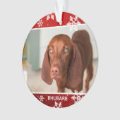 Kerstmis met rode foto van hond 2 | Huisdier Ornament (voorkant)