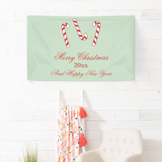 Kerstmis met rode, groene en witte snoepjes spandoek (Insitu)