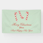 Kerstmis met rode, groene en witte snoepjes spandoek (Horizontaal)