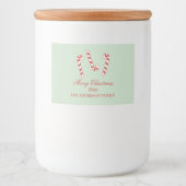 Kerstmis met rode, groene en witte snoepjes voedselcontainer etiket (Voorkant)