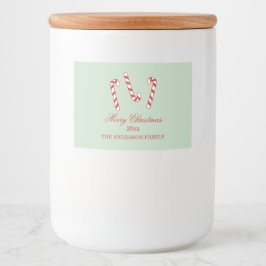 Kerstmis met rode, groene en witte snoepjes voedselcontainer etiket