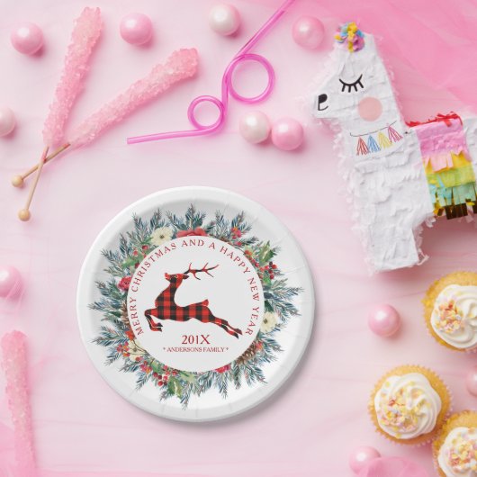 Kerstmis met rode kerstherten papieren bordje (Feest)