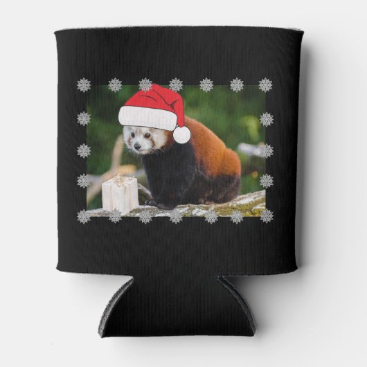 Kerstmis met Rode Panda Feestelijk Blikjeskoeler (Voorkant)