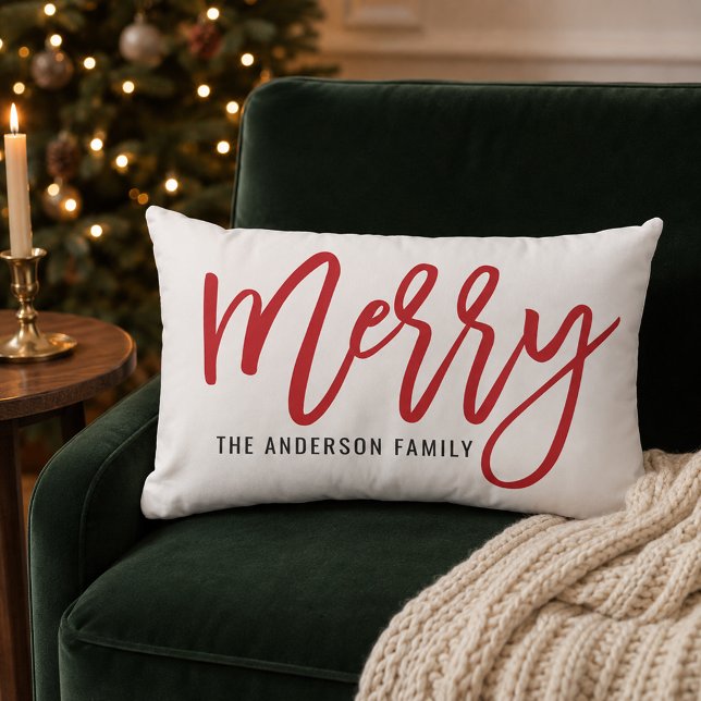 Kerstmis met rode script familienaam kussen (Creator heeft geüpload)