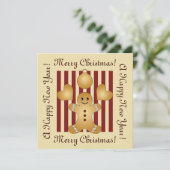 Kerstmis met rode streep-tingerbrood feestdagenkaart (Staand voorkant)