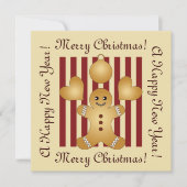 Kerstmis met rode streep-tingerbrood feestdagenkaart (Voorkant)