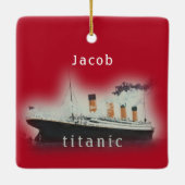  Kerstmis met rode Titanic Keramisch Ornament (Achterkant)