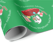 Kerstmis met rode vlek op groen cadeaupapier (Rol Hoek)