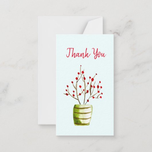 Kerstmis met rode waterverfbesjes notitiekaartje (Voorkant)