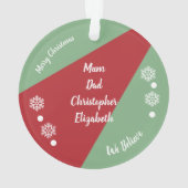 Kerstmis met rood en groen gezin ornament (achterkant)