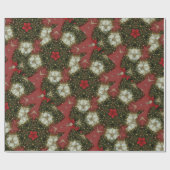 Kerstmis met rood groen goud met Red Star Cadeaupapier (Vlak)