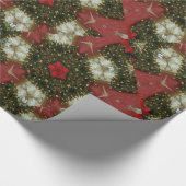 Kerstmis met rood groen goud met Red Star Cadeaupapier (Hoek)