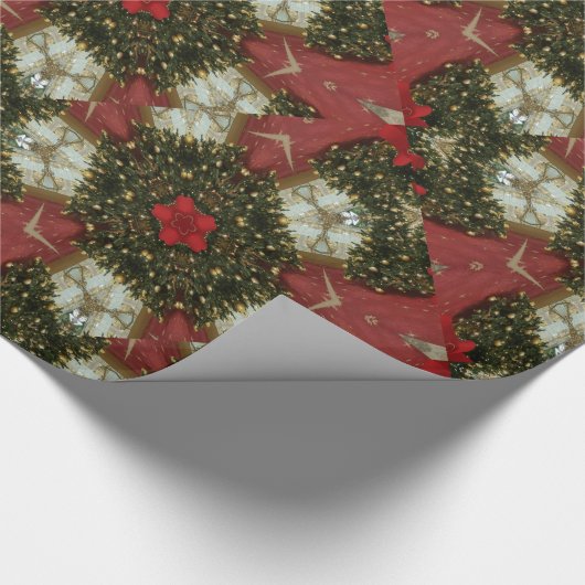 Kerstmis met rood groen goud met Red Star Cadeaupapier (Hoek)