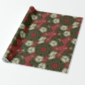 Kerstmis met rood groen goud met Red Star Cadeaupapier (Uitgerold)