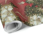 Kerstmis met rood groen goud met Red Star Cadeaupapier (Rol Hoek)