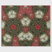 Kerstmis met rood groen goud met Red Star Cadeaupapier (Vlak)