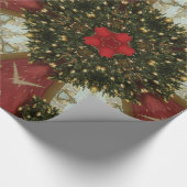 Kerstmis met rood groen goud met Red Star Cadeaupapier (Hoek)