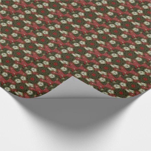 Kerstmis met rood groen goud met Red Star Cadeaupapier (Hoek)