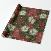 Kerstmis met rood groen goud met Red Star Cadeaupapier (Uitgerold)