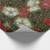 Kerstmis met rood groen goud met Red Star Cadeaupapier (Hoek)