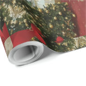 Kerstmis met rood groen goud met Red Star Cadeaupapier (Rol Hoek)