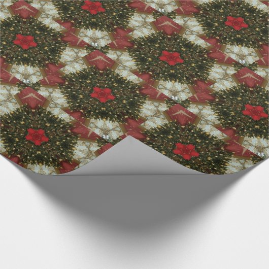 Kerstmis met rood groen goud met Red Star Cadeaupapier (Hoek)