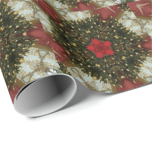 Kerstmis met rood groen goud met Red Star Cadeaupapier (Rol Hoek)