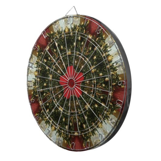 Kerstmis met rood groen goud met Red Star Dartbord (Voorkant Rechts)