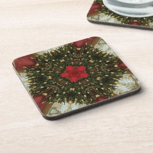 Kerstmis met rood groen goud met Red Star Drankjes Onderzetter (Linkerzijde)