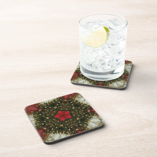 Kerstmis met rood groen goud met Red Star Drankjes Onderzetter (Rechterzijde)