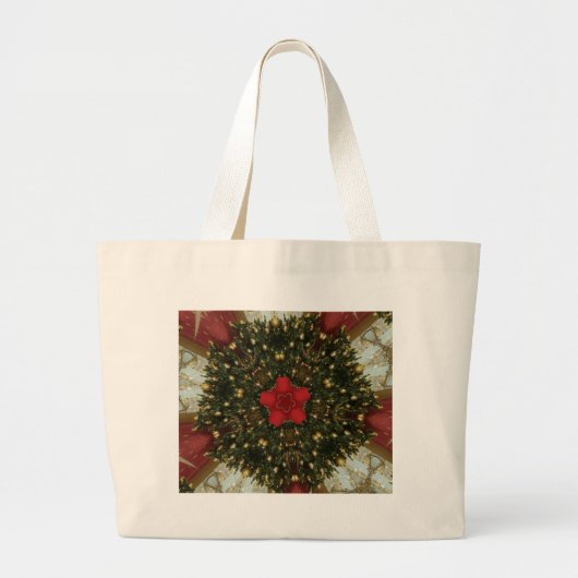 Kerstmis met rood groen goud met Red Star Grote Tote Bag (Voorkant)