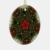 Kerstmis met rood groen goud met Red Star Keramisch Ornament (Rechts)