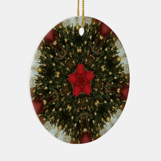 Kerstmis met rood groen goud met Red Star Keramisch Ornament (Rechts)