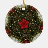 Kerstmis met rood groen goud met Red Star Keramisch Ornament (Voorkant)