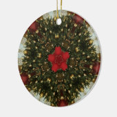 Kerstmis met rood groen goud met Red Star Keramisch Ornament (Links)