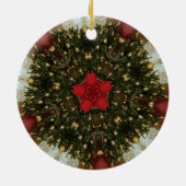 Kerstmis met rood groen goud met Red Star Keramisch Ornament (Achterkant)