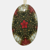 Kerstmis met rood groen goud met Red Star Keramisch Ornament (Links)