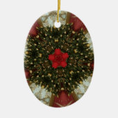 Kerstmis met rood groen goud met Red Star Keramisch Ornament (Voorkant)
